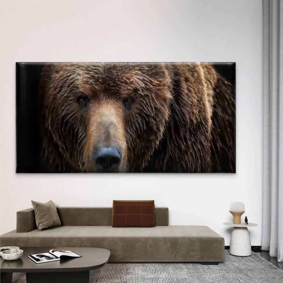 Realistic Close-Up Bear Wall Art Canvas Office Home Room Framed 120x60cm