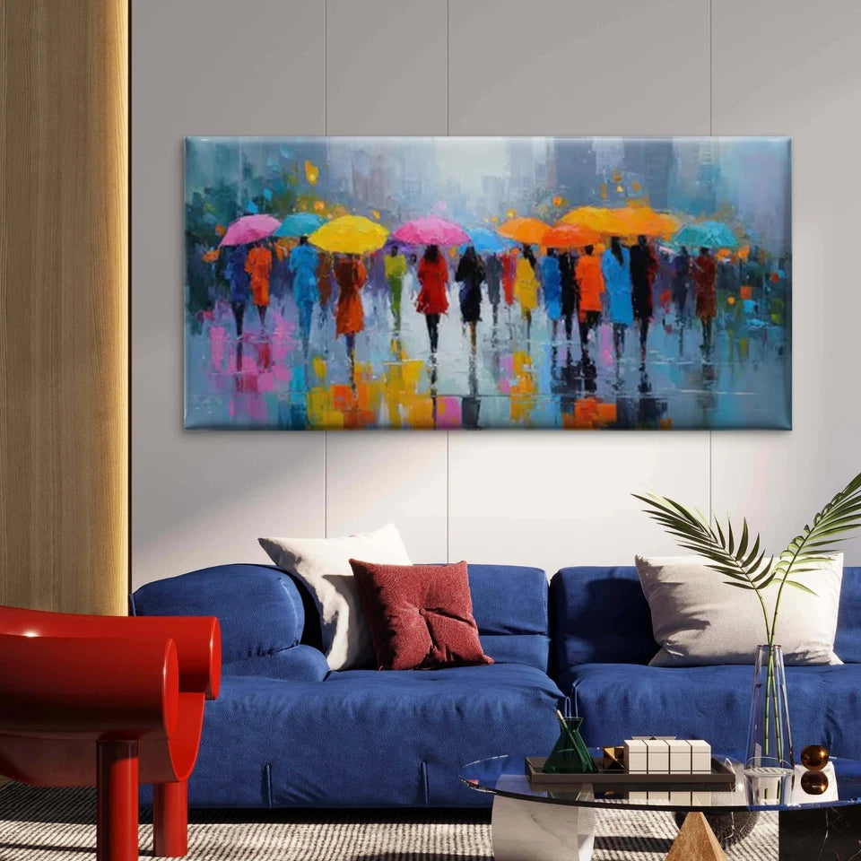 Rainy Urban Street Wall Art Canvas Office Home Room Framed 120x60cm