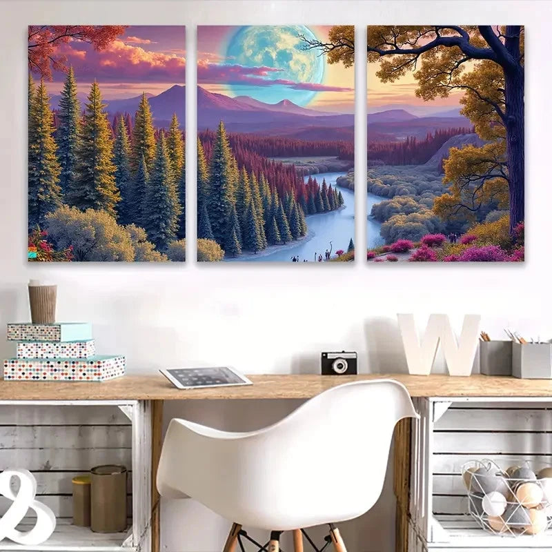 3pcs Scenic Landscape Painting Wall Art Set Canvas Framed 40x60cm - High Quality Print 100% Australian Made Wall Canvas Ready to Hang
