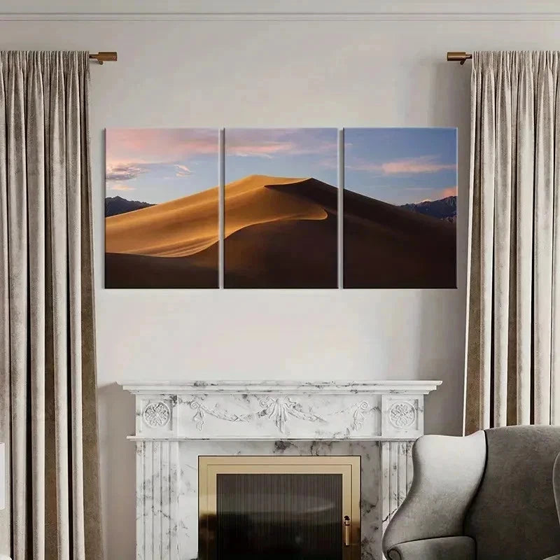 3pcs Sandy Desert Natural Landscape Wall Art Set Canvas Framed 40x60cm - High Quality Print 100% Australian Made Wall Canvas Ready to Hang