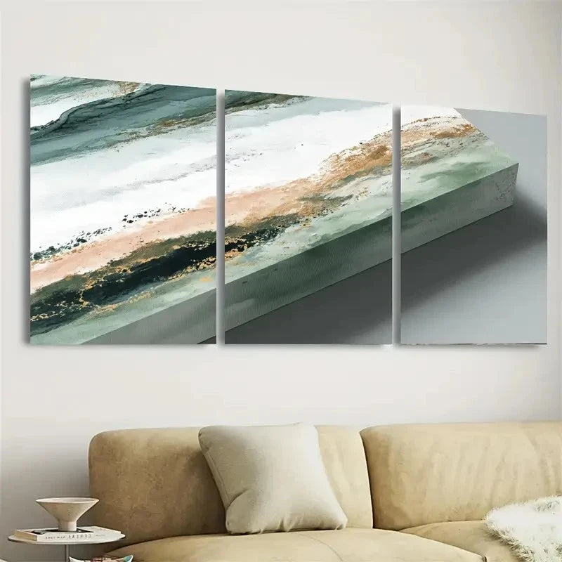 3pcs DustinWay Sage Green Pastels malist Wall Art Set Canvas Framed 50x70cm - High Quality Print 100% Australian Made Wall Canvas Ready to Hang - Bella Home Decor