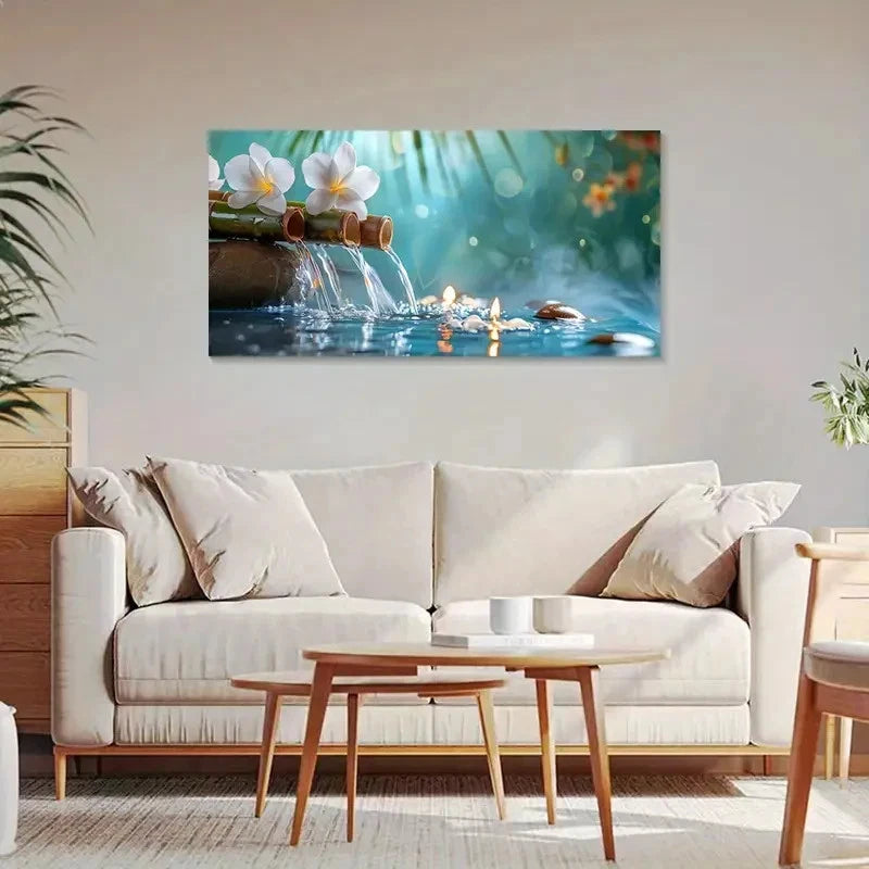 Serene Bamboo Forest & Orchid Z Wall Art Canvas Office Home Room Framed 120x60cm