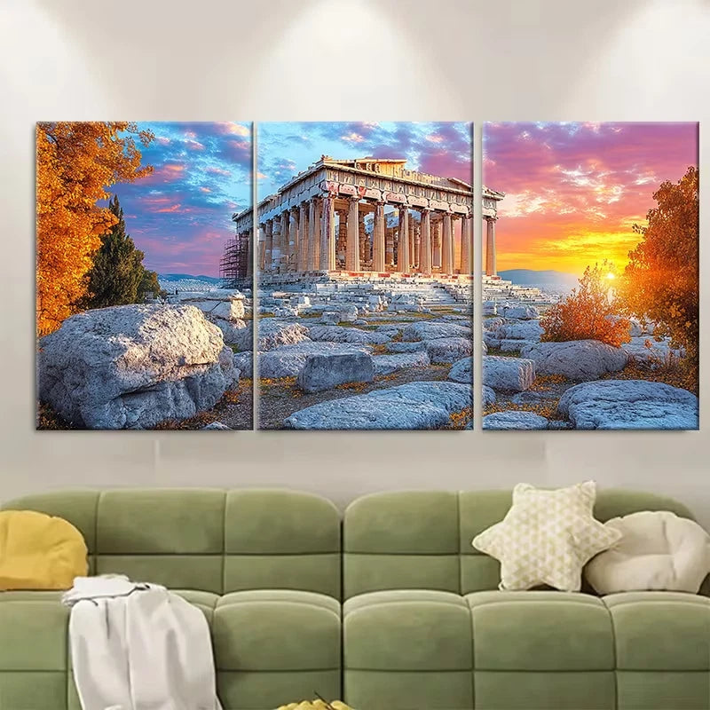 3pcs The Parthenon Greece Landmark Metal Print Ready to Hang Art