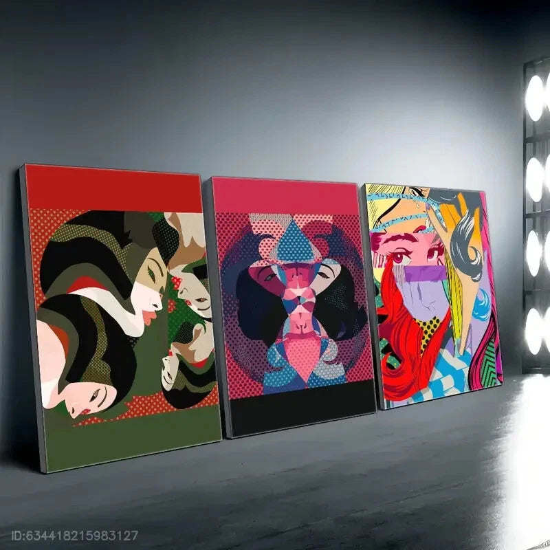 3pcs Vibrant Pop Abstract Colorful Perfect Wall Art Set Canvas Framed 40x60cm - High Quality Print 100% Australian Made Wall Canvas Ready to Hang