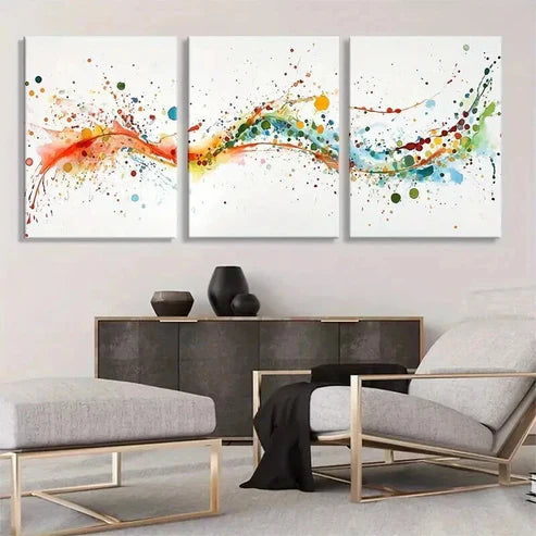 3pcs Colorful Abstract Fluid Vibrant Splash Wall Art Set Canvas Unframed - High Quality Print 100% Australian Made Wall Canvas - Bella Home Decor