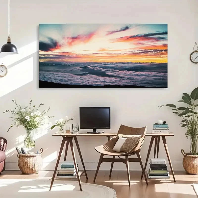 Vibrant Sky Contrast Modern Wall Art Canvas Office Home Room Framed 120x60cm
