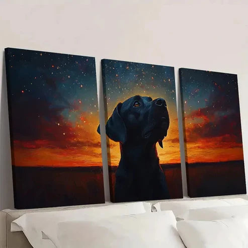 3pcs Starry Sky Dog Vibrant Colors Wall Art Set Canvas Unframed - High Quality Print 100% Australian Made Wall Canvas