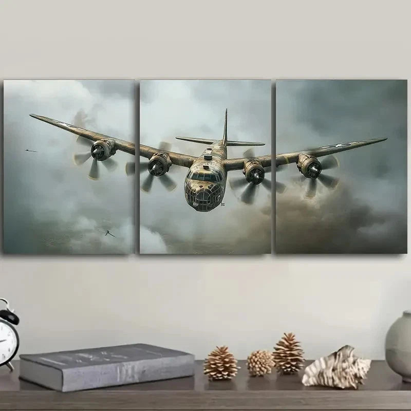 3pcs USA Military aircraft Art Painting Wall Art Set Canvas Framed 60x90cm - High Quality Print 100% Australian Made Wall Canvas Ready to Hang