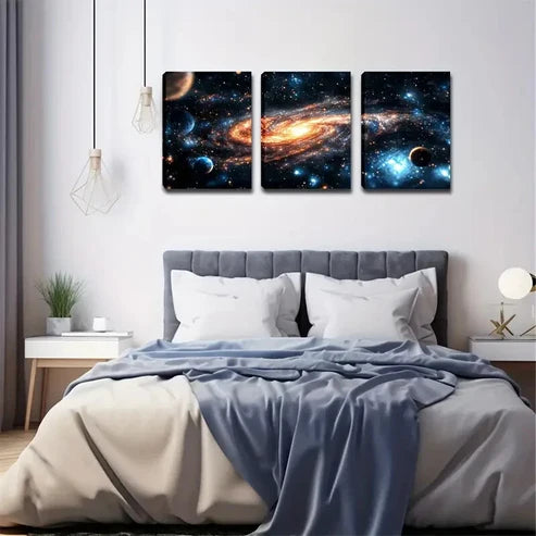 3pcs mysterious magnificent romantic nebula Wall Art Canvas Unframed - High Quality Print 100% Australian Made Wall Canvas