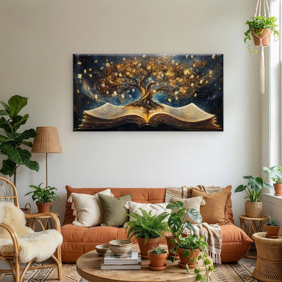 Tree of Knowledge Wall Art Canvas Office Home Room Framed 120x60cm