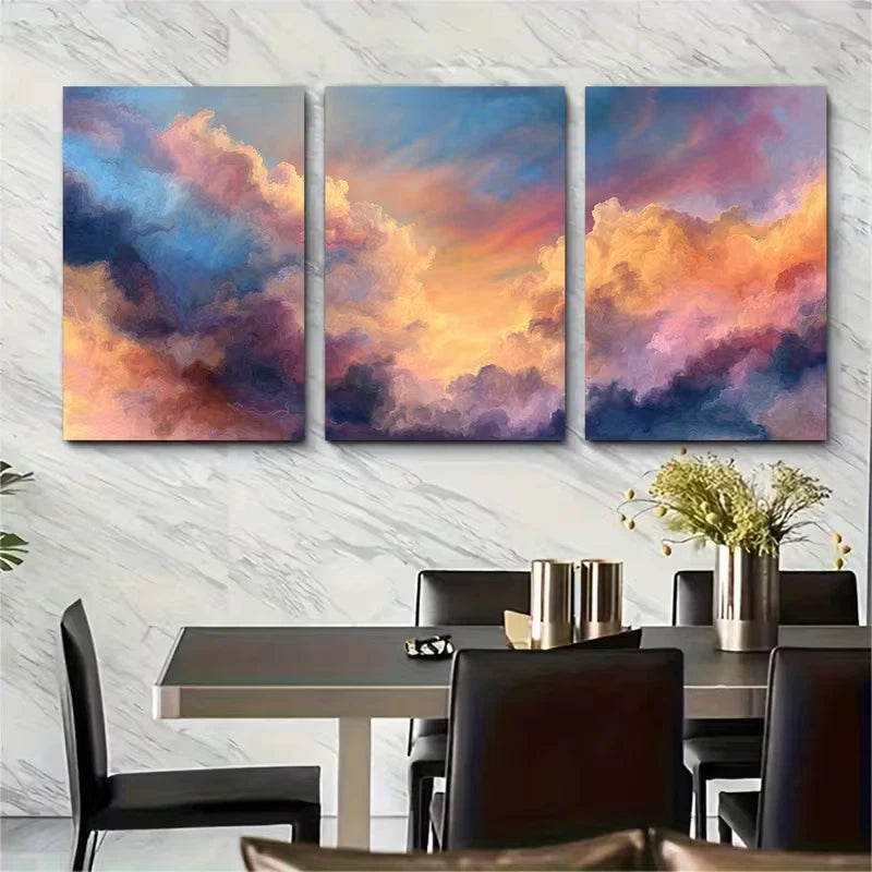 3pcs Cloud Abstract Painting Metal Print Ready to Hang Art