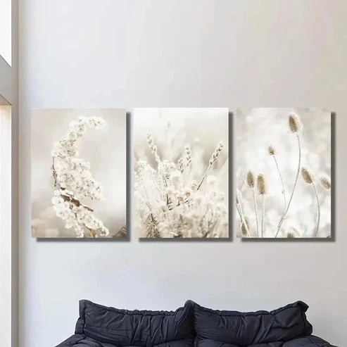 3pcs Neutral Botanical Floral Wall Art Canvas Unframed - High Quality Print 100% Australian Made Wall Canvas
