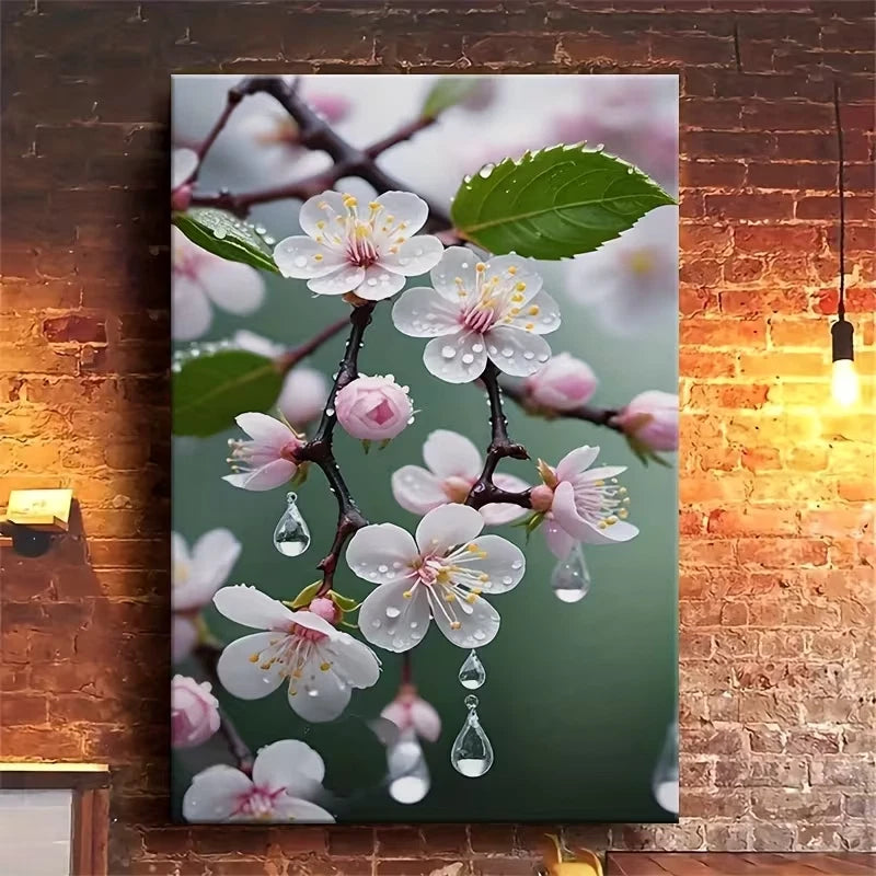 Dew-Kissed Blossoms, Oil Painting 60x90cm Metal Print Ready to Hang