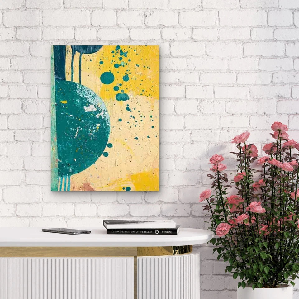 Abstract Art Blue & Green Drip Design 40x60cm Metal Print Ready to Hang