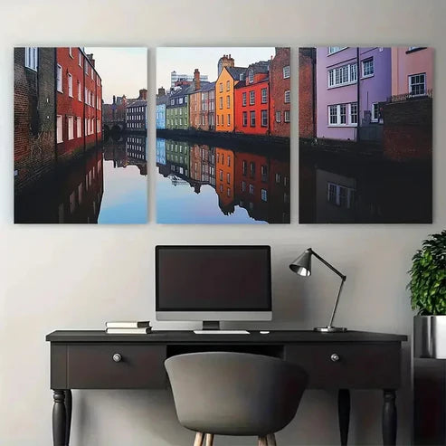 3pcs Modern Norwich Cityscape England Perfect Wall Art Canvas Unframed - High Quality Print 100% Australian Made Wall Canvas