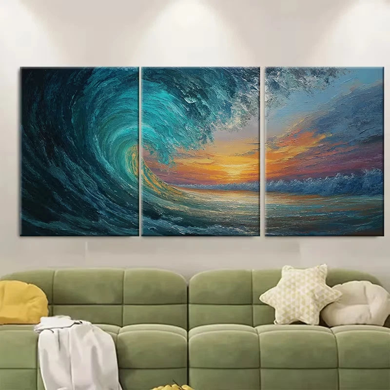 3pcs The Wave', Beloved by Surfers Metal Print Ready to Hang Art