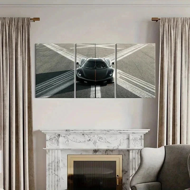 3pcs Sport Supercar Cool Black Vehicle Wall Art Set Canvas Framed 40x60cm - High Quality Print 100% Australian Made Wall Canvas Ready to Hang
