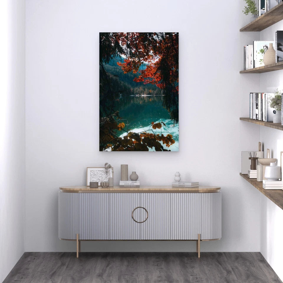 Brown Green Trees Beside River Daytime 40x60cm Metal Print Ready to Hang