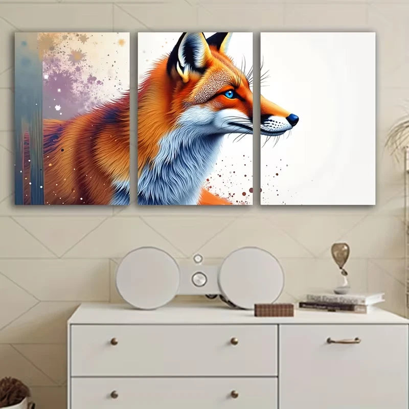 3pcs Vibrant Abstract Style Fox Wall Art Set Canvas Framed 40x60cm – High Quality Print 100% Australian Made Wall Canvas Ready to Hang
