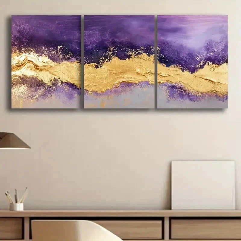 3pcs Vibrant Combination Of Purple Wall Art Set Canvas Framed 40x60cm - High Quality Print 100% Australian Made Wall Canvas Ready to Hang
