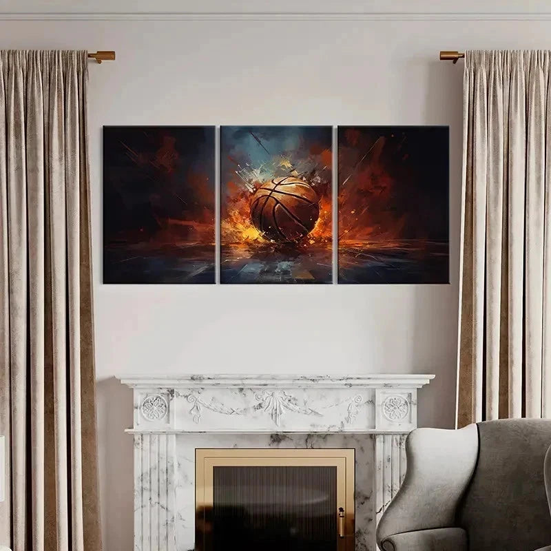 3pcs Abstract Basketball Aesthetic Wall Art Set Canvas Framed 50x70cm - High Quality Print 100% Australian Made Wall Canvas Ready to Hang - Bella Home Decor