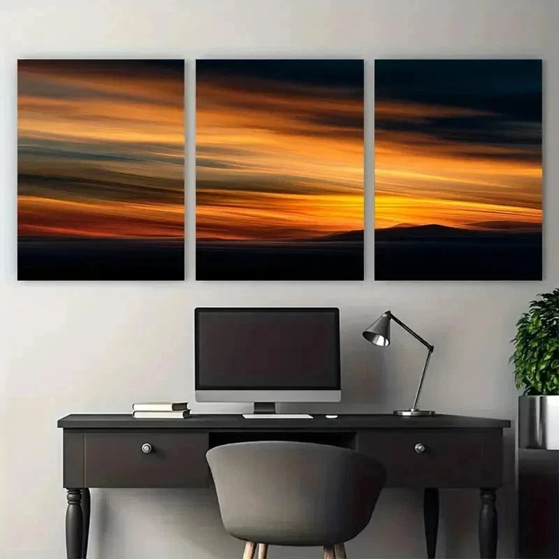 3pcs Sunset & Sunrise Decor Golden Perfect Wall Art Set Canvas Framed 50x70cm - High Quality Print 100% Australian Made Wall Canvas Ready to Hang