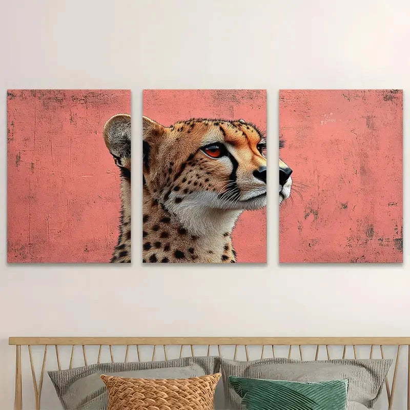 3pcs Crimson Eyed Hunter Cheetah Wall Art Set Canvas Framed 40x60cm - High Quality Print 100% Australian Made Wall Canvas Ready to Hang - Bella Home Decor