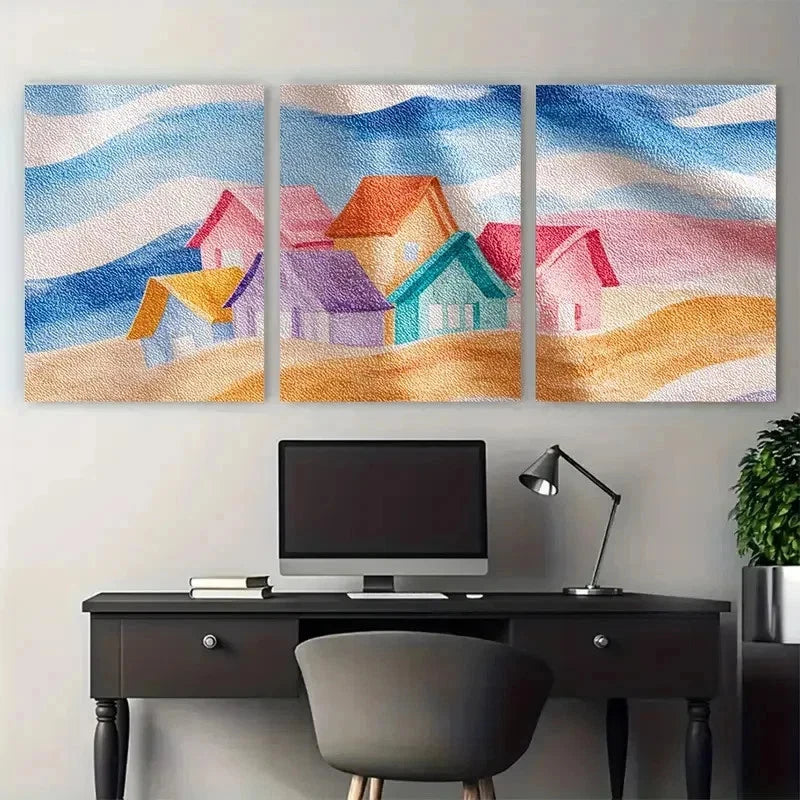 3pcs Sun Kissed Towels Sign Decor Perfect Wall Art Set Canvas Framed 50x70cm - High Quality Print 100% Australian Made Wall Canvas Ready to Hang