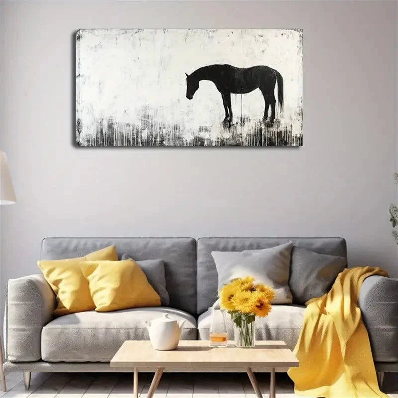 Minimalist Modern Black & White Wall Art Canvas Office Home Room Framed 120x60cm - Bella Home Decor