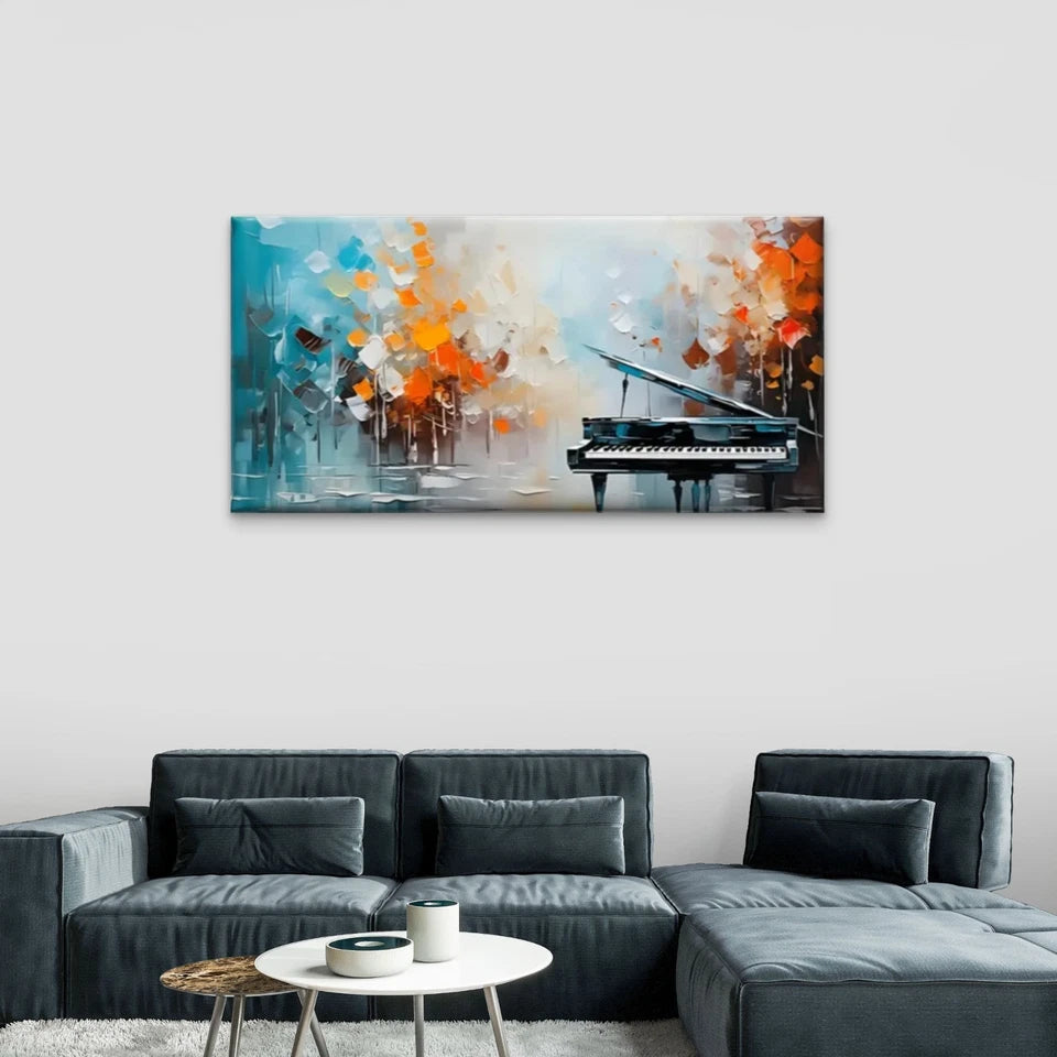 Piano Abstract Water Colors Wall Art Canvas Office Home Room Framed 120x60cm