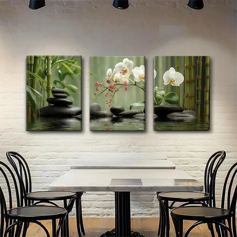 3pcs Tranquil Zen Garden Wall Art Set TZ Wall Art Canvas Framed 40x60cm - High Quality Print 100% Australian Made Wall Canvas Ready to Hang