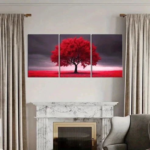 3pcs Natural Landscape Art Red Trees Wall Art Canvas Unframed - High Quality Print 100% Australian Made Wall Canvas