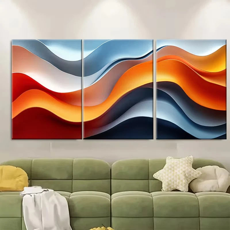 3pcs Modern Abstract Shape Metal Print Ready to Hang Art