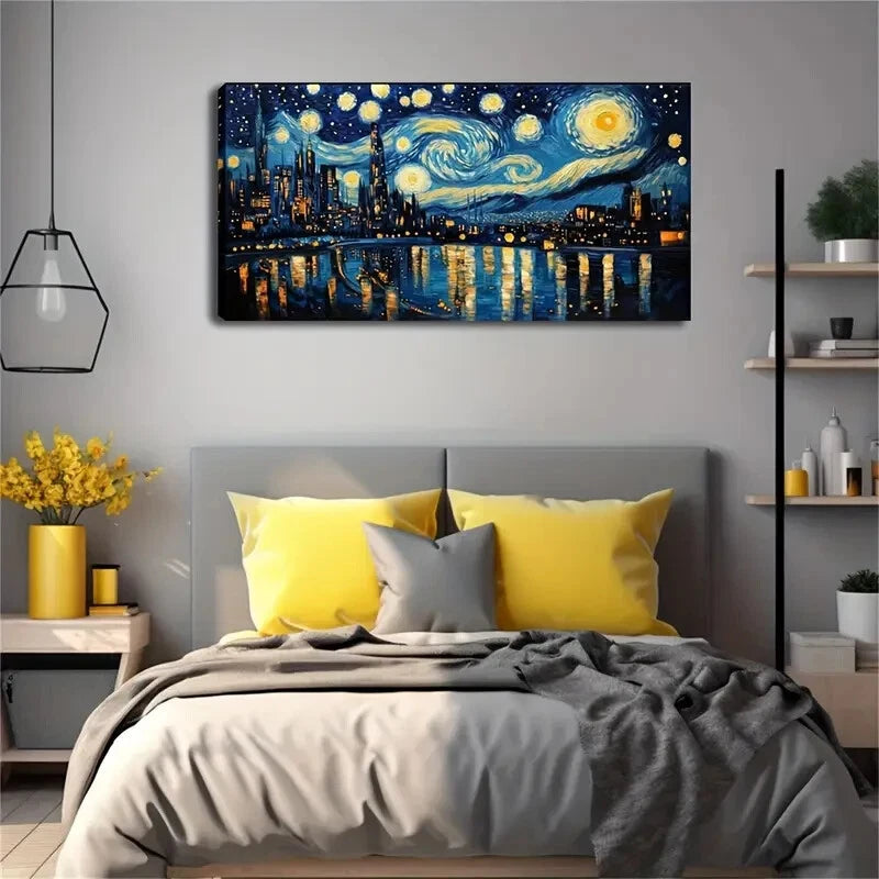Modern City Night Scene Wall Art Canvas Office Home Room Framed 120x60cm - Bella Home Decor