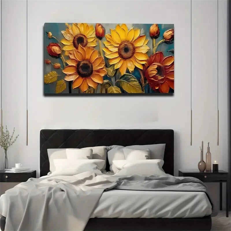 Yellow Main Body Is Sunflower Wall Art Canvas Office Home Room Framed 120x60cm - Bella Home Decor