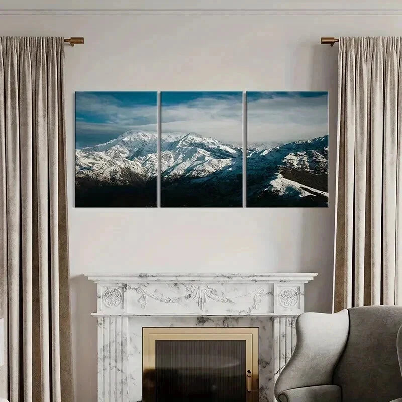 3pcs Snow Mountains on an Ocean Scenery Wall Art Set Canvas Framed 40x60cm - High Quality Print 100% Australian Made Wall Canvas Ready to Hang - Bella Home Decor