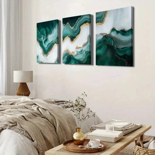 3pcs Luxury Triple Panel Abstract Marble Wall Art Set Canvas Unframed - High Quality Print 100% Australian Made Wall Canvas