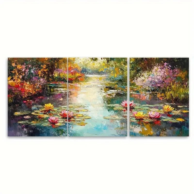 3pcs Vibrant Floral Painting Colorful Nature R Wall Art Set Canvas Framed 50x70cm - High Quality Print 100% Australian Made Wall Canvas Ready to Hang