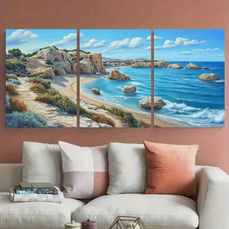 3pcs Pathos Print Aphrodite's Rock Perfect Wall Art Set Canvas Framed 60x90cm - High Quality Print 100% Australian Made Wall Canvas Ready to Hang