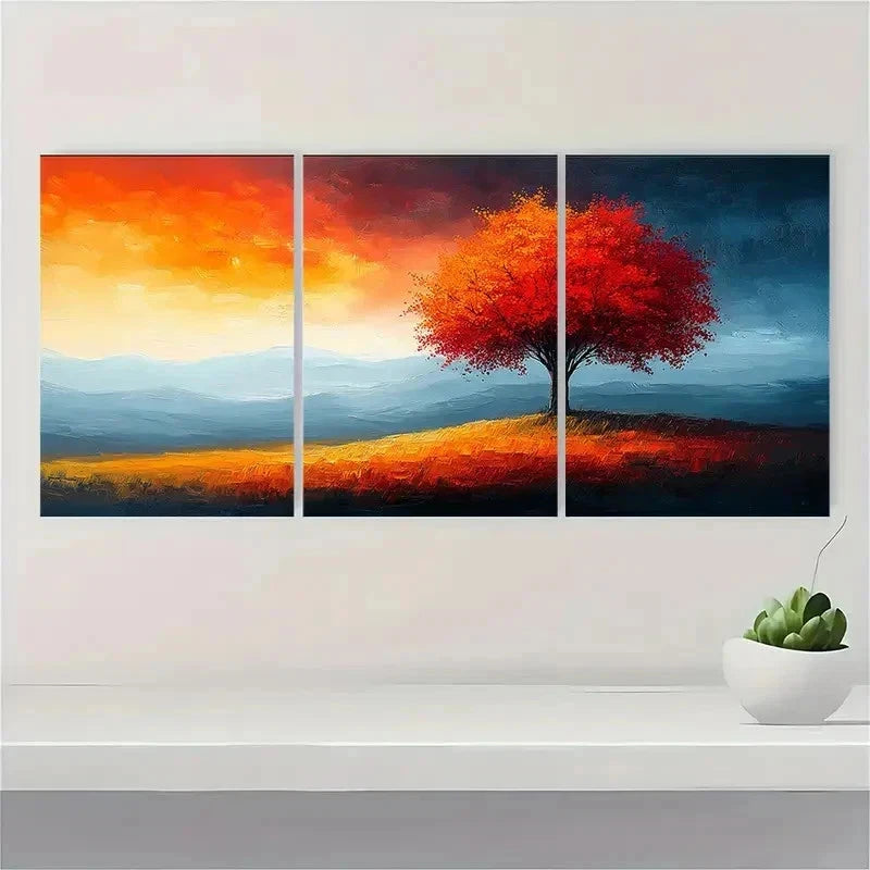 3pcs Colorful Abstract Landscape Modern Art D U Wall Art Set Canvas Framed 40x60cm - High Quality Print 100% Australian Made Wall Canvas Ready to Hang - Bella Home Decor