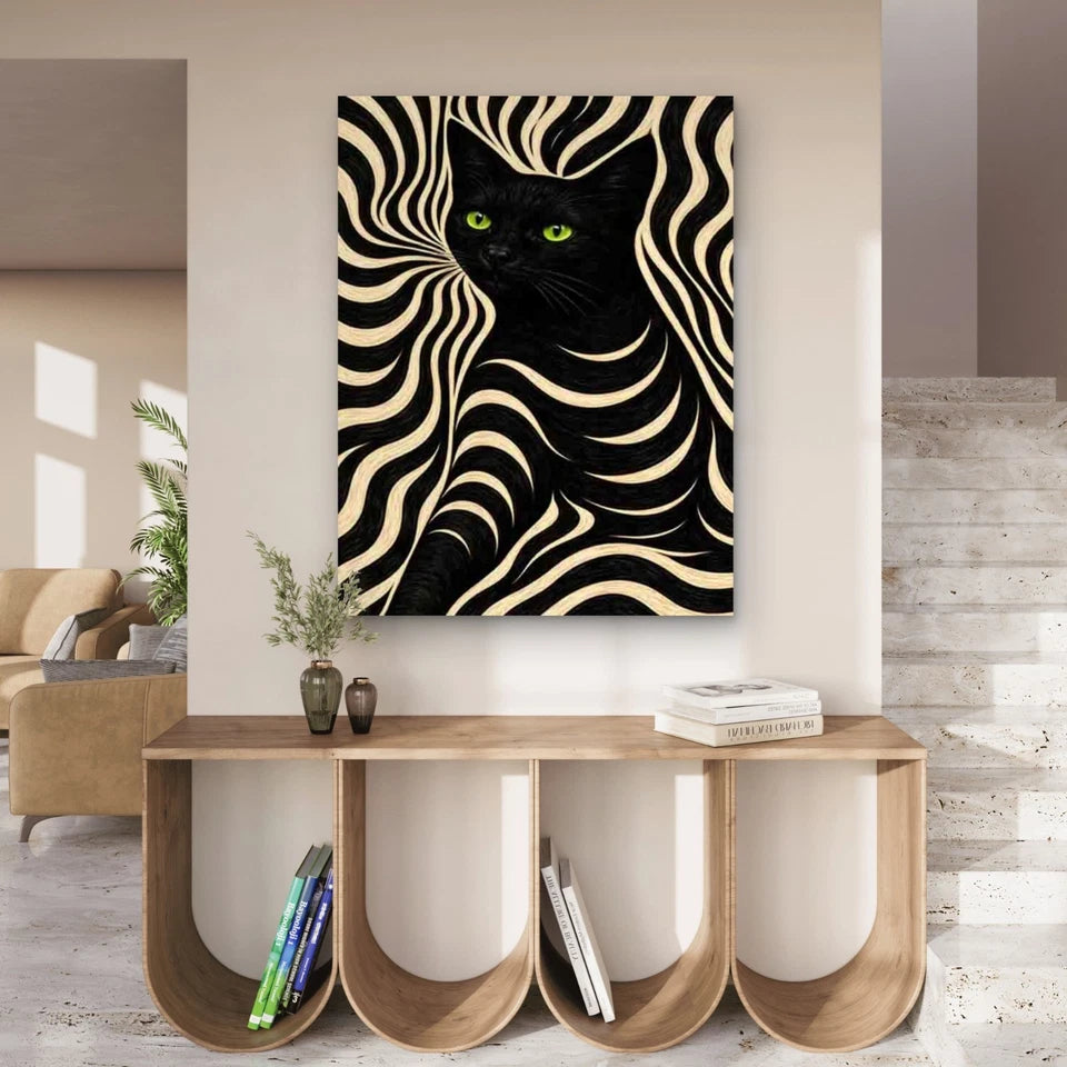 Black Cat Art 40x60cm Metal Print Ready to Hang