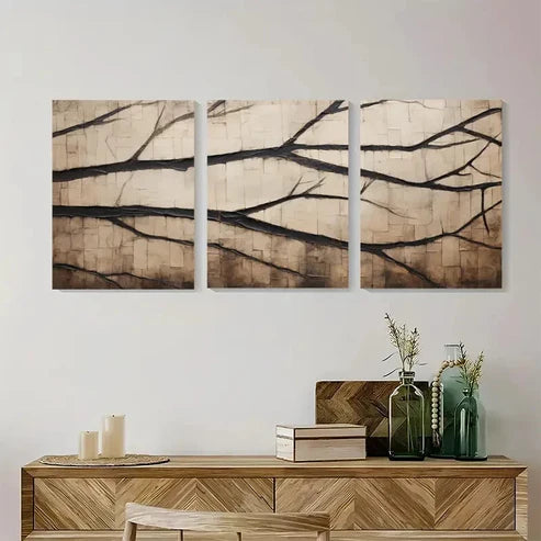 3pcs Modern Rustic Tree Branch Wall Art Set Canvas Unframed - High Quality Print 100% Australian Made Wall Canvas