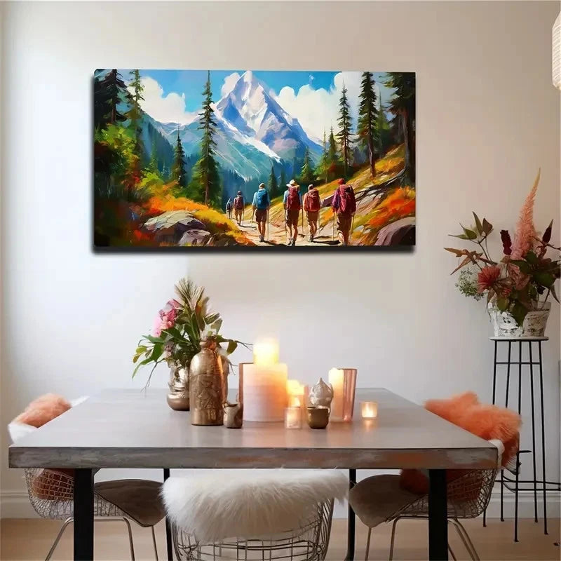 Courageous Climbers Mountain Wall Art Canvas Office Home Room Framed 120x60cm