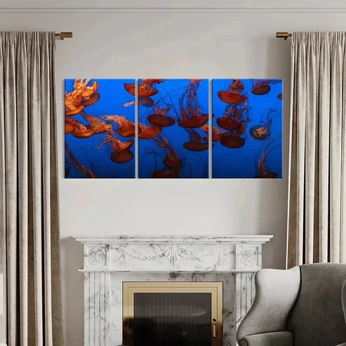 3pcs Sea Life Jellyfish Art Painting Wall Art Canvas Unframed - High Quality Print 100% Australian Made Wall Canvas