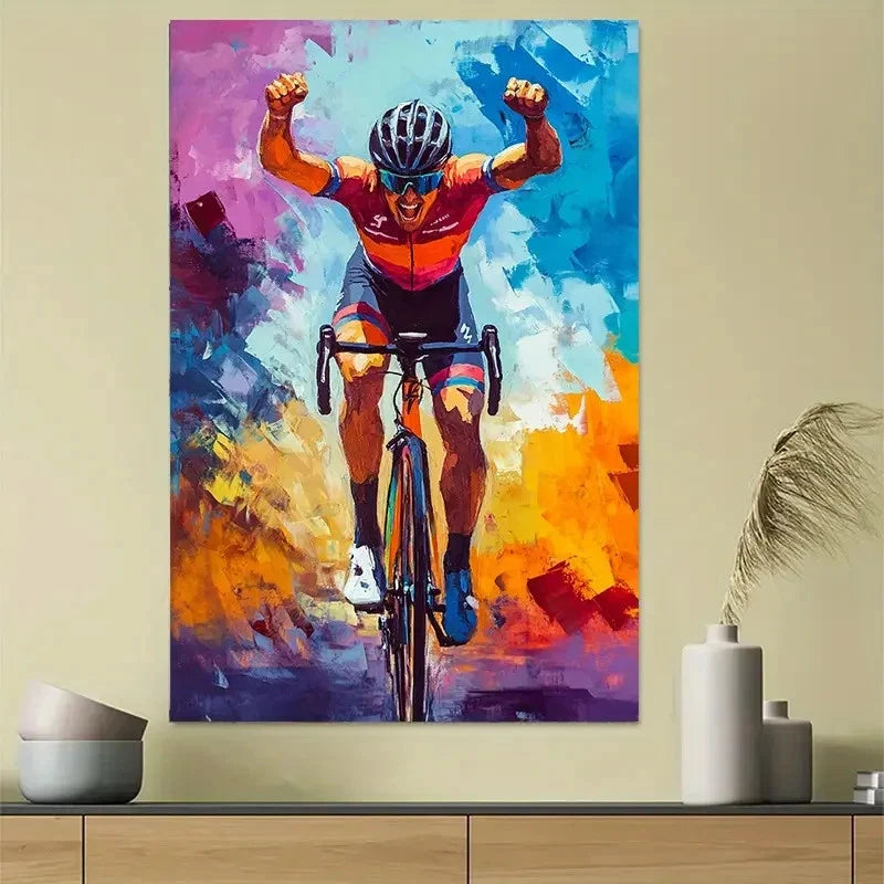 Modern Bicycle Racer Abstract Sports Poster 40x60cm Metal Print Ready to Hang