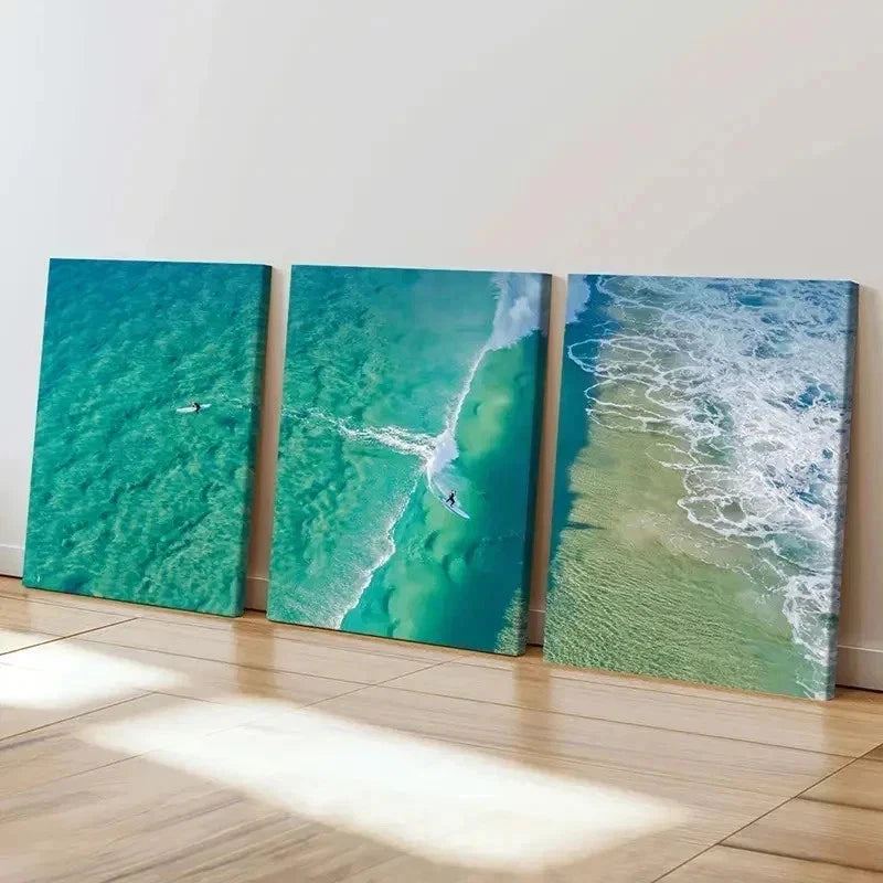 3pcs Seaside Sea Sports Surfing Landscape Wall Art Set Canvas Framed 60x90cm - High Quality Print 100% Australian Made Wall Canvas Ready to Hang