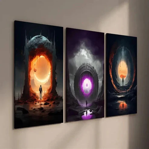 3pcs Fantasy Universe Design Wall Art Set Canvas Unframed - High Quality Print 100% Australian Made Wall Canvas
