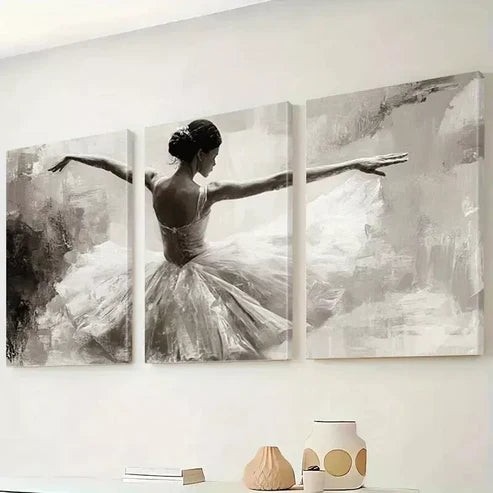 3pcs Elegance Decorative Ballerina White Tutu Canvas Unframed - High Quality Print 100% Australian Made Wall Canvas - Bella Home Decor