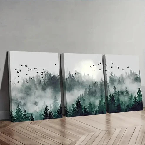 3pcs Gray Background And Soft Watercolor Wall Art Set Canvas Unframed - High Quality Print 100% Australian Made Wall Canvas
