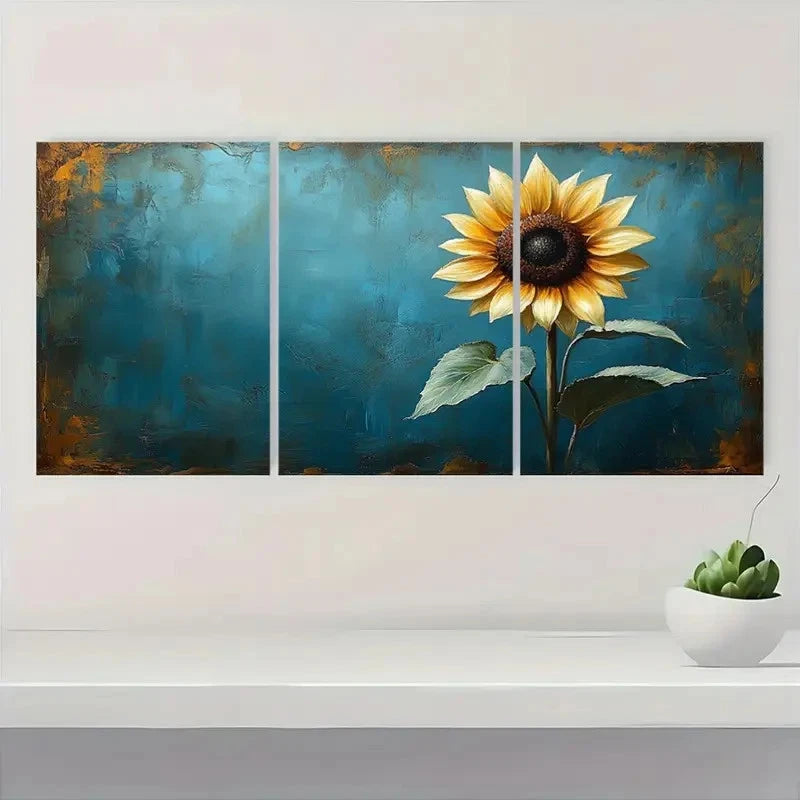 3pcs white sunflower measuring A Wall Art Set Canvas Framed 40x60cm - High Quality Print 100% Australian Made Wall Canvas Ready to Hang